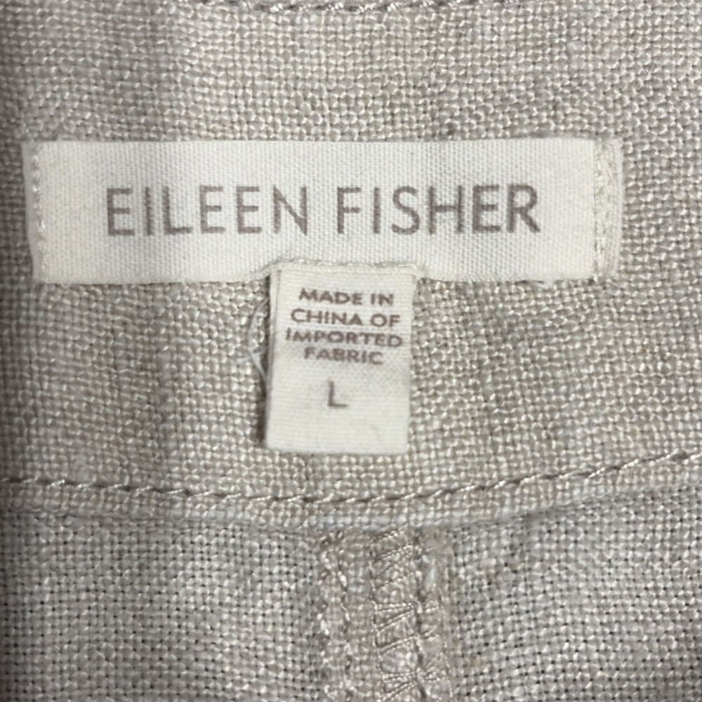 Eileen Fisher Women's Size Large Beige Linen Straight Pencil Midi Skirt - Picture 8 of 9